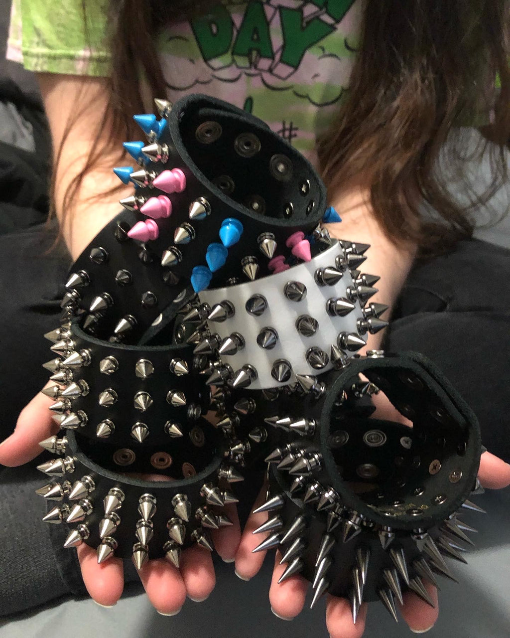 Equillibrium Accessories: Up-cycled Leather Spiked Cuff Bracelet